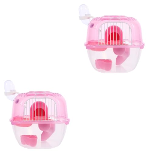 Beaupretty 2st Hamsterkäfig Reisekoffer Kleiner Haustierträger Hamsterhaus Tunnel Mini-Koffer Eichhörnchenträger Valise De Voyage Groß Rosa Tragbar Haustierkäfig Abs von Beaupretty