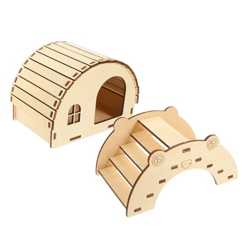 Beaupretty 2st Hamster Holzhaus DIY Zusammengebautes Spielzeug Kleintier Lebensraum Dekoration Hamsterhütte Reptilienbrückenholz DIY-holzbrücke Kleines Hölzern Hamsternest Kleine Tiere von Beaupretty