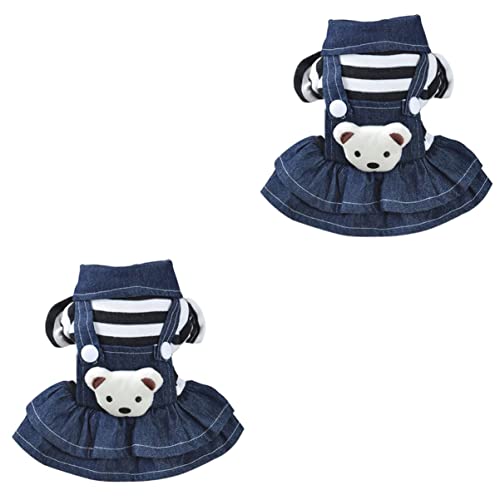 Beaupretty 2st Mädchen-Outfits Geburtstag Hundekleid Hunde-Overalls Pyjama-Jeans Kätzchen-Kleidung -kostüm Für Hunde Hundekleidung Chihuahua Mädchen Pullover Kleid Streifen Jacke von Beaupretty