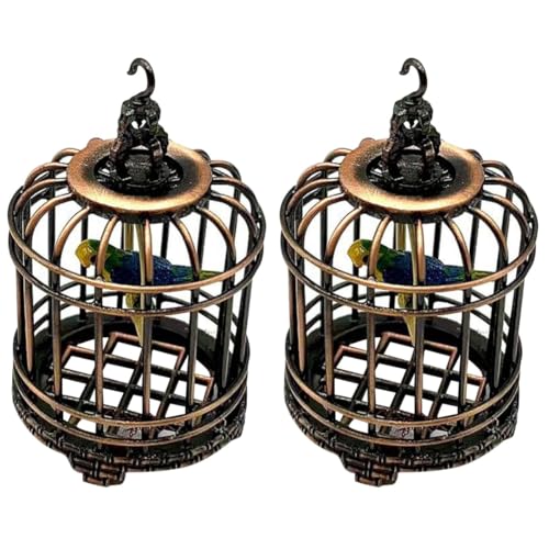 Beaupretty Vogelspielzeug 2 Stück Simulierter Vogelkäfig Mini-Käfig Modell Singender Vogel Spielzeughaus Ornamente Zwitschernder Vogel Mini- Mini-Geschenke Miniaturhaus Winziges Hausschmuck von Beaupretty