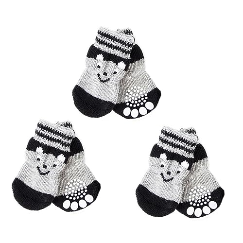 Beaupretty 3 Paare Hundeschuh Socken Fußschlaufe Für Haustiere Hund Winter Schneeschuhe Katzensocken Mit Griffen rutschfeste Hundeschuhe Wärmende Hausschuhe Wintersocken Baumwolle Halloween von Beaupretty