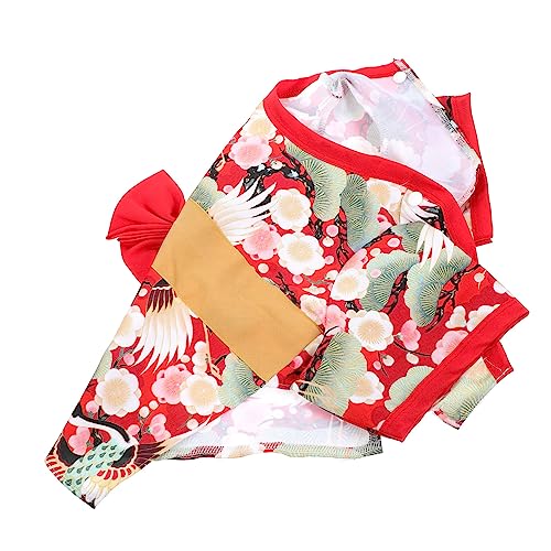 Beaupretty 3 STK Kleidung Für Haustiere Hund Welpen-Kimono-kostüm Haustier Japanische Kleidung Kimono-kostüm Für Kätzchen Rote Kleider Haustier-Kimono-Kleid Wintermantel Die Katze Stoff von Beaupretty