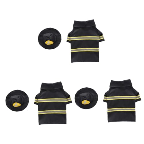 Beaupretty 3 Sets Neuartiges Mantel-Set Für Hunde Und Haustiere Feuerwehruniform Bequeme Hundekleidung Party-Performance-kostüm Schwarz Größe S von Beaupretty