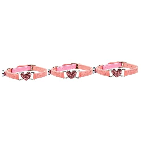 Beaupretty 3 Stück Strass-katzenhalsband in Herzform Größenverstellbar Glöckchen-Halskette Für Aktivitäten von Beaupretty