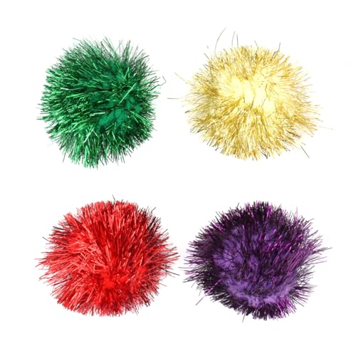 Beaupretty 30st Interaktive Katzenbälle Katzenspielzeug Glitzer-poms Funkeln Bälle Hundebälle Kauspielzeug Katze Glitzerkugeln Glitzer-pom-pom-Kugeln Haustierzubehör Haustier Katze von Beaupretty