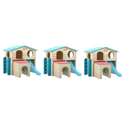 Beaupretty 3St Hamsterhaus Hamsterspielplatz Spielplatz für Haustiere Spielzeuge Spielset aus Holz Heimtierbedarf Spielhaus für Haustiere Meerschweinchen Hamsterbedarf Haustierleiter von Beaupretty