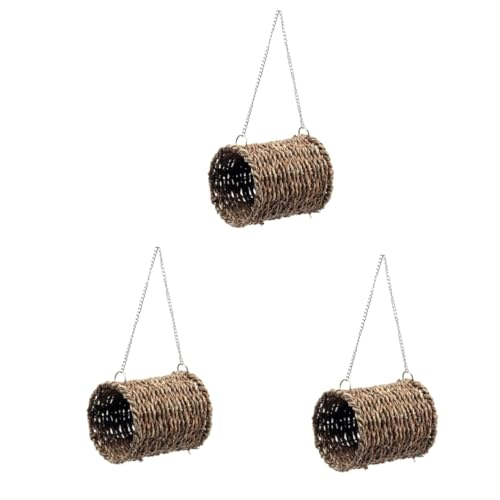 Beaupretty Hängende Hängematte 3St Hängematte zum Aufhängen Vogel Kuschelhütte Spielzeug für kleine Tiere Winterzelt Spielzeuge Haustierhütte Haustiernest Eichhörnchen Haustierbett Hölzern von Beaupretty