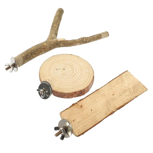 Beaupretty 3-teiliges Papageien-sitzstangen-Set Aus Grobem Holz für Käfig Sittichspielzeug Schaukelständer Weiche Leiter Vogelsitzstange Spielzeug für Sittiche Finken von Beaupretty