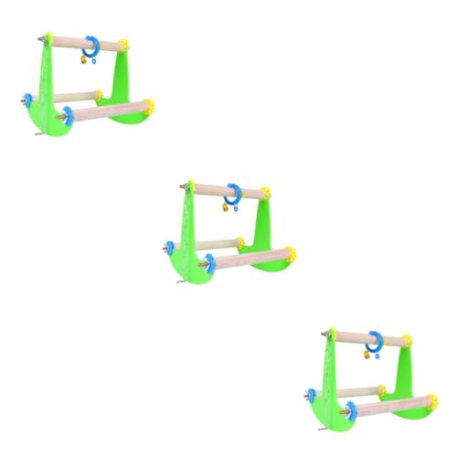 Beaupretty Holzspielzeug 3St Nymphen-Spielplatz Vogelschaukelspielzeug Vogel-Aktivitätszentrum Kauspielzeug Vogelhaustierständer Papageienständer beissen die Schaukel Wippe Bambus von Beaupretty