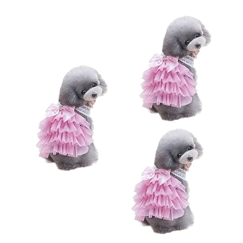 Beaupretty 3st Hundekleidung Für Mädchen Hundekleider Für Kleine Hunde Spitzenkleid Für Hunde Brautkleid Aus Spitze Tutu-Rock Für Haustiere Welpe Tutu-Rock Sommerkleid Krawatte Hochzeitskleid von Beaupretty