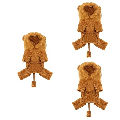 Beaupretty 3st Pet Dog Lion Transformation Outfit Haustier-löwen-Kleidung Welpe Löwenmantel Katze-löwe-kostüm Hund-löwen-Outfit Welpen-löwenmähnen Schickes Katzenkostüm Plüsch Jacke Cosplay von Beaupretty