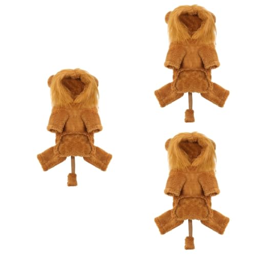 Beaupretty 3st Pet Dog Lion Transformation Outfit Katze Löwe Mähne Löwenmähne Kostüm Katze-löwen-Kleidung Welpe Löwenmantel Löwenkostüm Welpenmantel Hund Löwe Hoodie Plüsch Haustier Pyjama von Beaupretty