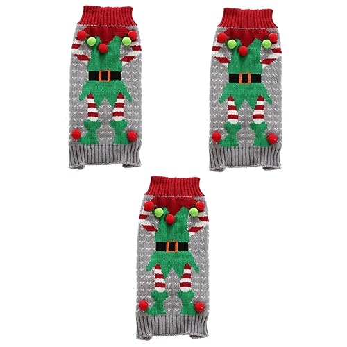 Beaupretty 3st Weihnachtskleidung Für Hunde Hundepullover Weihnachtswelpenkostüm Hundeclown-Pullover Weihnachtspullover Haustier Santa Kostüm Welpenkleidung Hundevlies Der Hund Jumper von Beaupretty