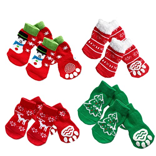 Beaupretty Weihnachtssocken für Haustiere 4er-Pack Hunde- und Katzensocken Ohne Baumwolle für Kaltes Wetter von Beaupretty