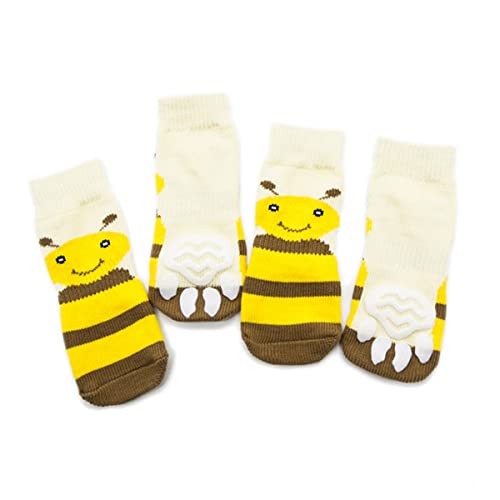 Beaupretty 4 Stück Hundesocken Gelb Gestreifte Haustiersocken Ohne Baumwolle Für Hundepfoten Größe 2XL Bequem Hautfreundlich von Beaupretty