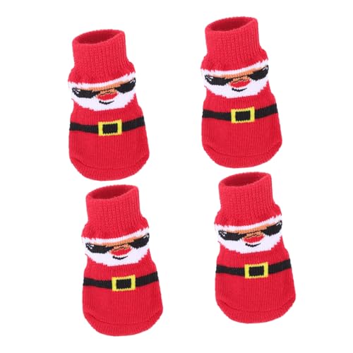 Beaupretty 4 Stück Haustier Socken Weihnachtshundestrümpfe Outdoor-hundesocken Weihnachtsstrümpfe Hund Hundeweihnachtssocken Socken Mit Hundegriff Pfote Ältere Waschbar Hündchen Polyester von Beaupretty