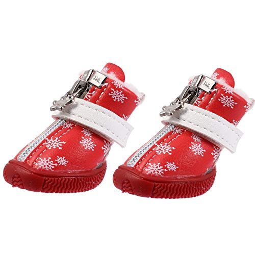 Beaupretty 4 Stück Haustierschuhe Weihnachtshundesocken Outdoor-pfotenschutz Outdoor-Schuhe Für Hunde Hundepfotenschutz Weihnachtshundeschuhe Haustierstiefel Winterstiefel rutschfest Vlies von Beaupretty