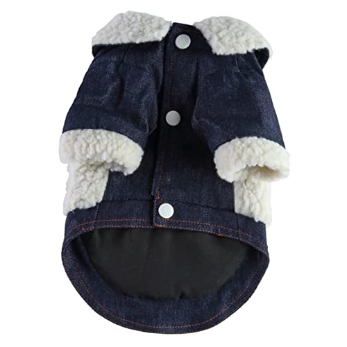 Beaupretty 4 Stück Kleidung Für Haustiere Hund Warme Kleidung Westen Mit Welpenrevers Denim-hundepyjama Hundekleidung Winter Kleine Hundejacke Hund Kältefestes Kostüm Polyester Gitter Jeans von Beaupretty