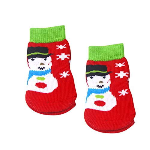 Beaupretty 4 Stück Welpensocken Hundeweihnachtssocken Weihnachtshundesocken Weihnachtshundeschuhe Hundezehengriffe Weihnachtskatzensocken Weihnachtssocken Für Hunde Warmer Gürtel Haustier von Beaupretty