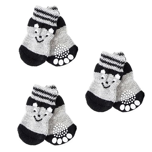 Beaupretty 6 Paare Hundeschuh Socken Hund Winter Schneeschuhe rutschfeste Hundeschuhe Socken Mit Hundegriff Wintersocken Bodenschutz Haustier Hund Socken Heizung Kleiner Hund Baumwolle von Beaupretty