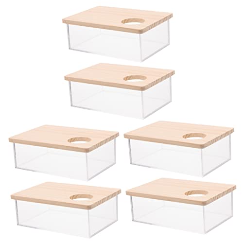 Beaupretty 6 STK Sandbad Für Hamster Transparente Chinchilla-badewanne Bad Toilette Guinea Versteck Hamsterbadewanne Für Den Haushalt Kleines Terrarium Holz Empfindlich Massivholzabdeckung von Beaupretty