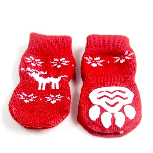 Beaupretty 8st Hundesocken Für Kleine Hunde Hund rutschfeste Socken Wintersocken Für Haustiere Socken Mit Hundegriff Socken Für Hunde Weihnachtliche Warme Socken Weihnachten Warmer Gürtel von Beaupretty