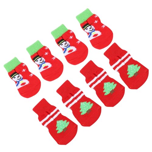 Beaupretty 8st Haustier Socken Sprunggelenkschutz Für Hunde Weihnachtsschmuck Socken Für Hundeschuhe Dogensocken Aus Baumwolle Hundesocken Hunde Socken Böden Stricken rutschfest Hundepfote von Beaupretty