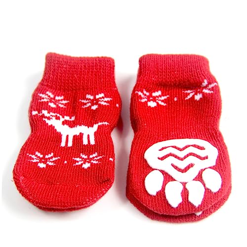 Beaupretty 8st Weihnachtshundehaustiersocken Gestrickte Hundesocken Pfotenschutz Für Haustiere Haustier Weihnachtssocken Pfotenschutz Zum Aufstecken Für Welpen Baumwolle Mittlerer Hund Winter von Beaupretty