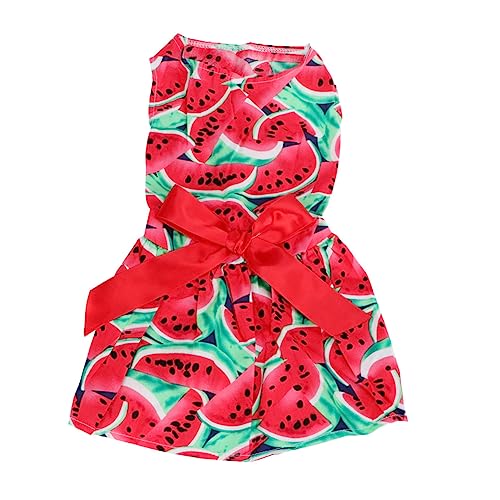 Beaupretty Haustier-hundekleid Wassermelonen-haustierkleidung Eleganter Ärmelloser Welpenrock mit Schleife für Hunde von Beaupretty