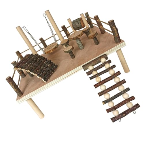 Beaupretty Hamster-kletterleiter Plattform Aus Hamsterholz Kauspielzeug Für Papageien Vogelspielhalle Conure-Spielplatz Klettersets Für Zwerge Die Schaukel Klettern Rostfreier Stahl von Beaupretty