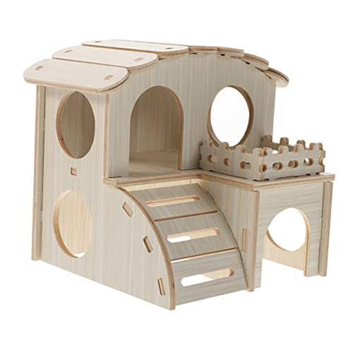 Beaupretty Hamsterhaus Süße Hamsterhäuser Holzhüttentunnel Hamsterversteck Hütte Hamsterhütte Selber Bauen Natürlicher Hamster Hamster-haustierhaus Schaukel Leiter Holzverbundplatte Hölzern von Beaupretty