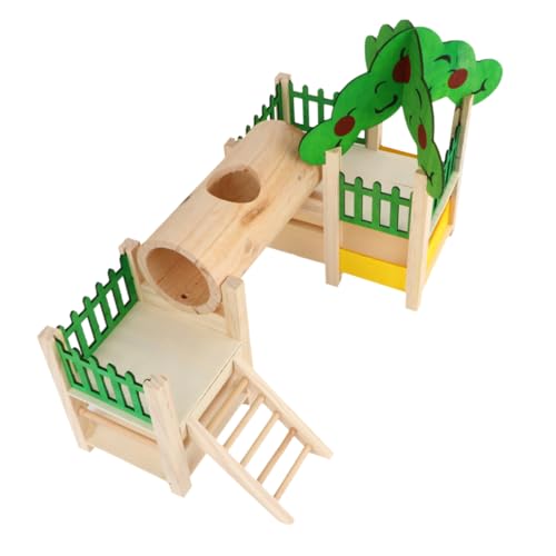 Beaupretty Hamster Spielen Schloss Kletterzubehör Holzspielzeug Spielplatz Für Holzratten Lustiges Kletterleiter-Spielzeug Kleintier-wohnhütte Schlafnest Für Hamster Haustier Spur Bambus von Beaupretty