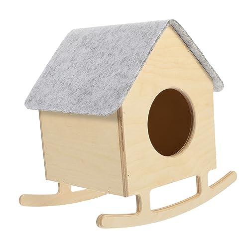 Beaupretty Spielzeuge Hamsternest hamsterhaus Hamster käfig zartes Hamsterbett Hamsterspielhaus Spielzeug schönes Chinchillahaus dekoratives Chinchillahaus Goldener Bär Boden Holzhaus von Beaupretty