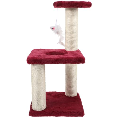 Beaupretty Katzenkratzbaum Katzenbaumturm Plüsch-Katzenkratzer Aus Natürlichem Sisal Mit Interaktivem Spielzeug Sisal-Kratzstange Für Kätzchen Und Kleine Katzen von Beaupretty