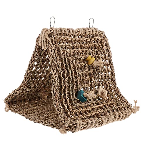 Beaupretty Rattan-Vogel-hängematte Plüschtier Guinea Schlafsack Hängemattenkäfigzelt Papageienzelt Spielzeug Weiches Spielzeug Chinchilla-hängematte Chinchilla Käfig Seetang Vogel Liefert von Beaupretty