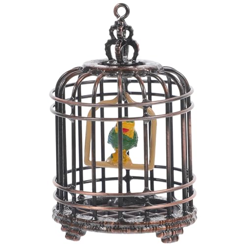 Beaupretty Simulierter Vogelkäfig Puppenhaus Mini-vogelkäfig Metall Miniatur-vogelkäfig Vogelkäfig Spielzeug Kinder Mini-käfig-Modell Mini-hauszubehör Zwitschernder Vogel Kleines Tasche von Beaupretty