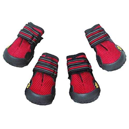 Beaupretty Hundeschuhe Zum Wandern und für Outdoor-aktivitäten. Rote Haustierschuhe Aus Netzstoff. von Beaupretty