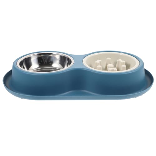 Beaupretty Haustier-doppelnapf Wiederverwendbarer Futternapf Langsam Fressender Katzennapf Hundefutterbehälter Bodennapf Schöner Slow-Food-Bowl Anti-ersticken Rostfreier Stahl von Beaupretty