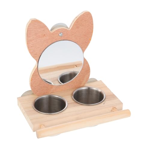 Beaupretty Wegen der Lebensmittel Box tränkebecken wasserbecken Vogelkäfig Stand Set Vogelkäfig Futterstation Set Spielzeug Taube Vogelregal Zubehör Papagei Spiegel hölzern von Beaupretty