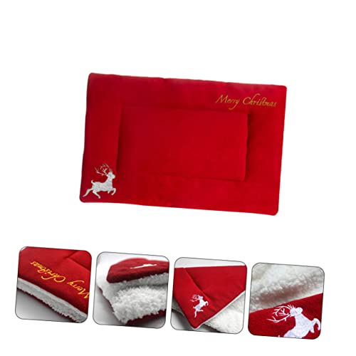 Beaupretty Weihnachtsmatte Für Haustiere Weihnachten Haustier Matte Plüschtierkissen Verdickt Haustier Matte Bettkissen Für Welpen Hundebox Pad Pet Plüsch Kissen Flauschige Kopfkissen Stoff von Beaupretty