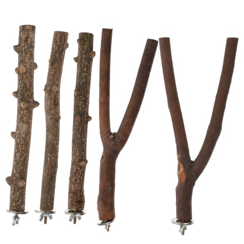 Beavorty Vogel Spielzeug Set für Papageien 5 Stücke Natürliche Holz Vogel Sitzstangen Schleifen Sticks von Beavorty