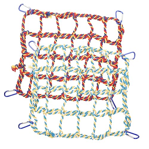 Beavorty Vogelspielzeug für Vögel Bunt Gewebtes Papageien-kletternetz Vogelseilspielzeug Papageienkäfig-hängemattennetz Vogelkletterhängematte von Beavorty