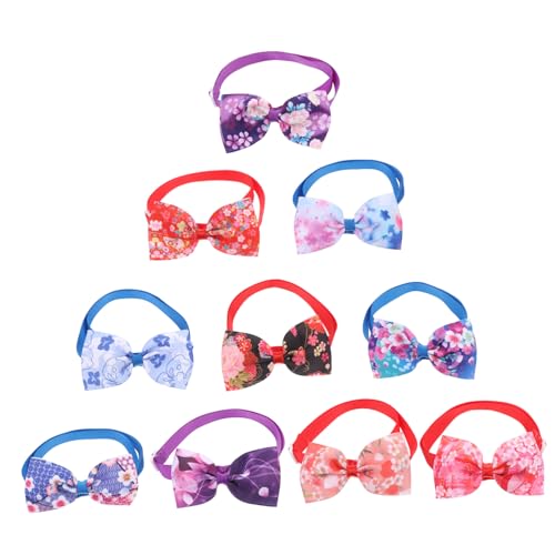 Beavorty 10St Haustier Fliege Halskette mit Hundeschleife Weihnachtskatzenhalsband Tiara Weihnachtssto Bowknot-Kragen Haustier-Blumen-Halskette Weihnachten Geschenk Zubehör Krawatte binden von Beavorty