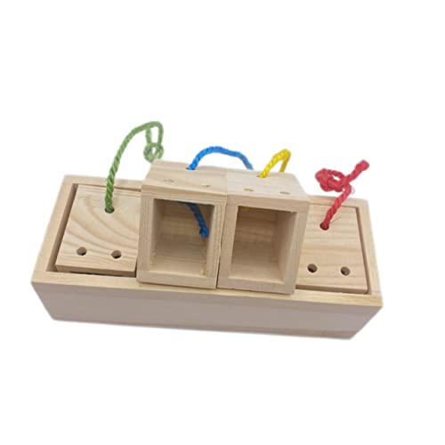 Beavorty Papagei Vogel Kauen Spielzeug Holz Feeder Pet Training Futtersuche Box Papagei Spielzeug von Beavorty