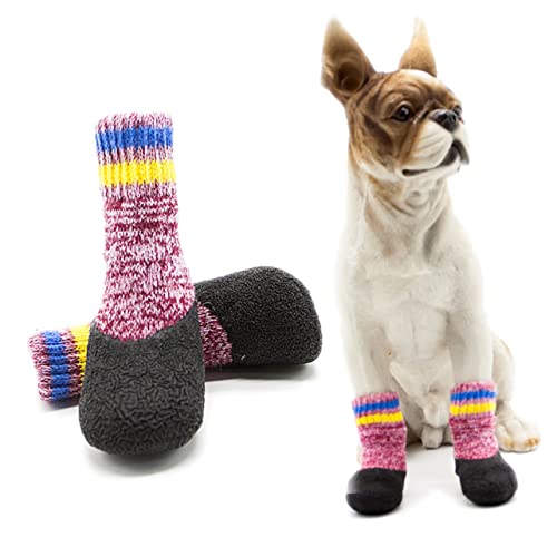 Beavorty 2 Paar Hund Schneeschuhe Hund Wanderschuhe Hundesocken Für Holzböden Weihnachtshundekleidungszubehör Hundegriff Socken Sockenschuhe rutschfest Socken Schuhe von Beavorty