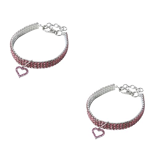 Beavorty 2 STK Katzenhalsbänder Hundehalsband Herzkette für Mädchen Katzenhalsband Halsketten Strasssteine Haustier bedrucktes Halsband für Hund klein Diamant Perle Kristall Zubehör von Beavorty