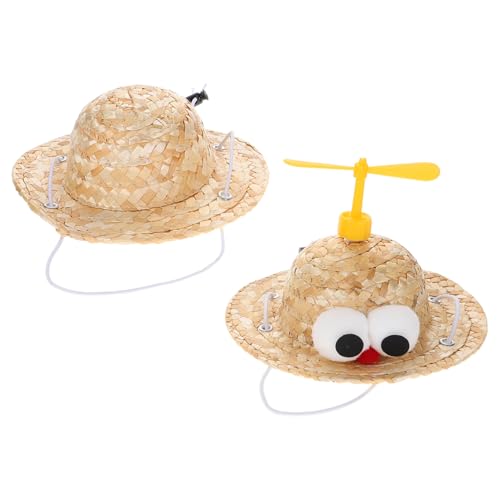 Beavorty 2 STK Haustier geflochtener Strohhut Fischschalen für Goldfische Mini mexikanische Sombrero-Hüte Kleider lustige Haustierhüte entzückende hüte Cosplay Kleidung Haustier Hut Baby von Beavorty