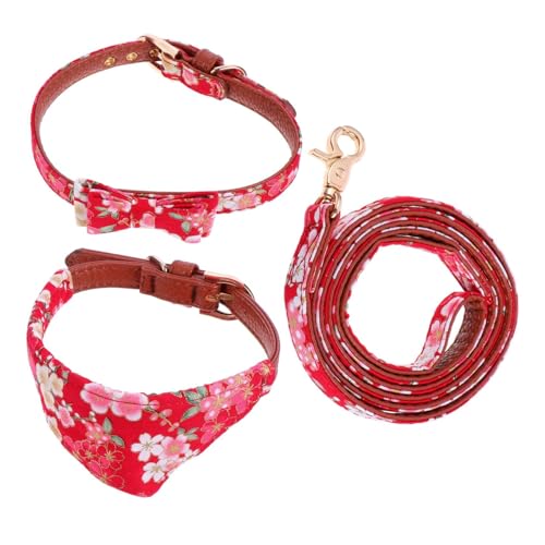 Beavorty 2 Sets Verstellbares Hundehalsband Seil Weihnachtsschleife Haustierhalsband Dreieck-Handtuch-Leine Für Katzen Und Hunde von Beavorty