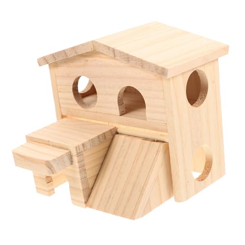 Beavorty 2St Mein Nachbar Versteck Heimzubehör Mini-Spielzeug Hamsterversteck Hütte Spielset aus Holz Spielzeuge Hamsternest kleine Villa für Ratte Chinchilla Käfig hölzern von Beavorty