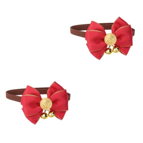 Beavorty 2 Stücke Chic Bow-Knot Hundehalsband Glocke Welpenhalsband Haustier Hals Zubehör Stilvolle Heimtierbedarf Rot Größe von Beavorty